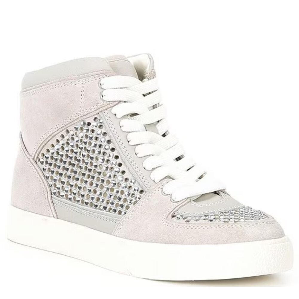 NEW Gianni Bini Evie Perforated Rhinestone High Top Sneakers - Picture 1 of 1